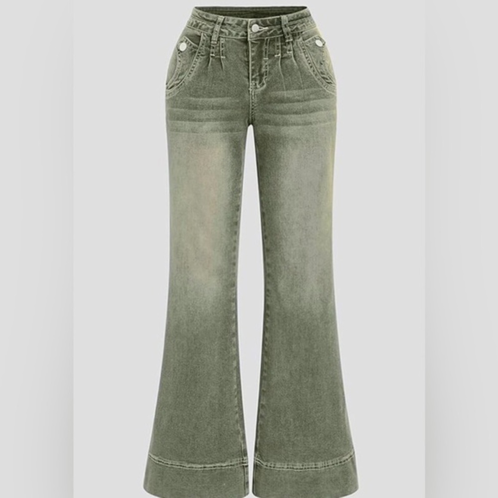 Flamingals Low Rise Wide Leg Baggy Jeans Stretch Boyfriend Butterfly XS JK7-14